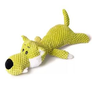 QT Pets Plush Lying Wolf Squeaker Dog Toy