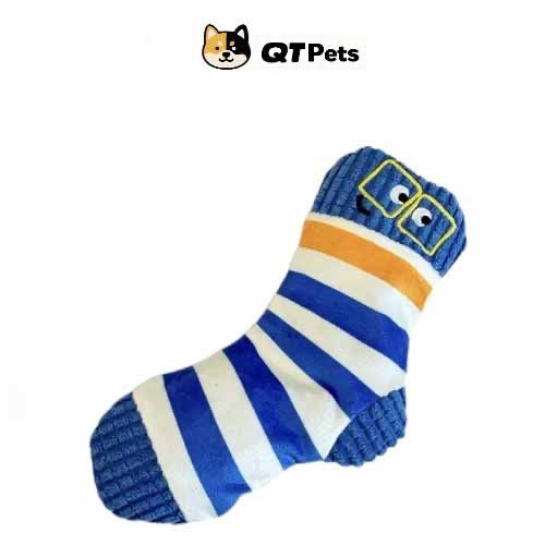 A6E74EDD-8B59-44DD-927E-06837E860784 QT Pets Plush Colorful Socks Squeaker Puzzle Dog Toy