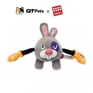 GiGwi Plush Boxing Rabbit Squeaker Rope Dog Toy