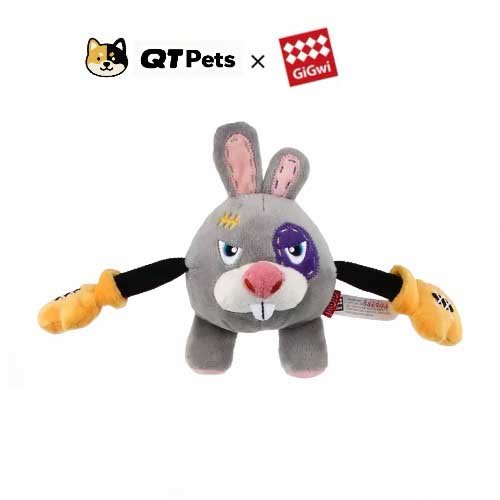 GiGwi Plush Boxing Rabbit Squeaker Rope Dog Toy
