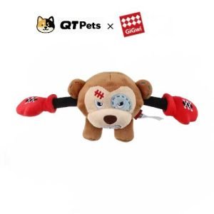 GiGwi Plush Boxing Monkey Squeaker Rope Dog Toy