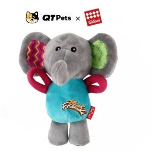 GiGwi Plush Medal Elephant Squeaker Rope Dog Toy GiGwi Plush Medal Elephant Squeaker Rope Dog Toy