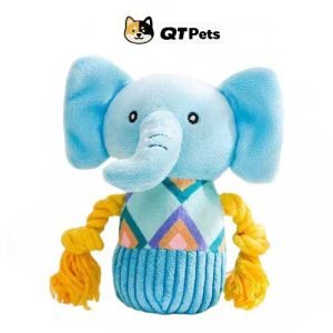 QT Pets Plush Baby Elephant Squeaker Rope Dog Toy QT Pets Plush Baby Elephant Squeaker Rope Dog Toy