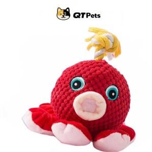 QT Pets Plush Baby Octopus Squeaker Rope Dog Toy QT Pets Plush Baby Octopus Squeaker Rope Dog Toy