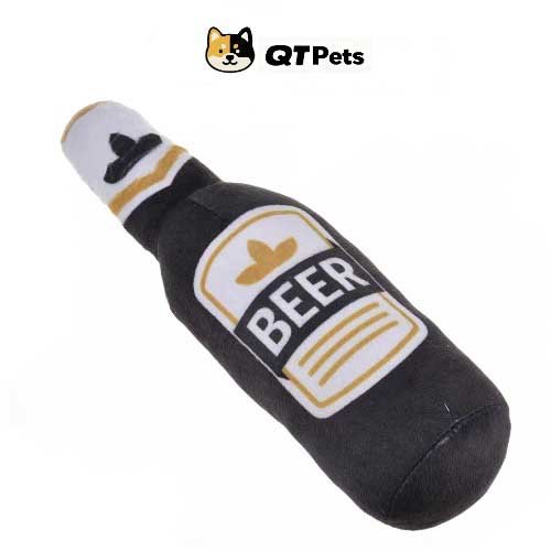 QT Pets Plush Black Beer Squeaker Dog Toy QT Pets Plush Classic Wine Bottle Squeaker Dog Toy