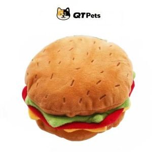 QT Pets Plush Burger Crinkle Squeaker Dog Toy QT Pets Plush Burger Crinkle Squeaker Dog Toy