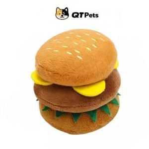 QT Pets Plush Burger Squeaker Puzzle Dog Toy QT Pets Plush Burger Squeaker Puzzle Dog Toy
