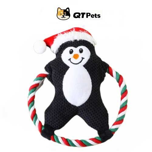 QT Pets Plush Christmas Penguin Squeaker Rope Dog Toy QT Pets Plush Christmas Series Squeaker Rope Dog Toy