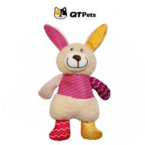 QT Pets Plush Colorful Bunny Squeaker Dog Toy QT Pets Plush Colorful Bunny Squeaker Dog Toy