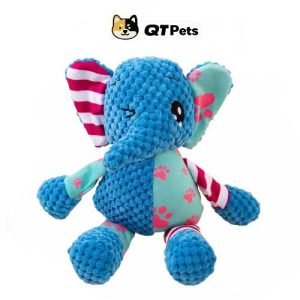 QT Pets Plush Colorful Elephant Crinkle Squeaker Dog Toy QT Pets Plush Colorful Elephant Crinkle Squeaker Dog Toy