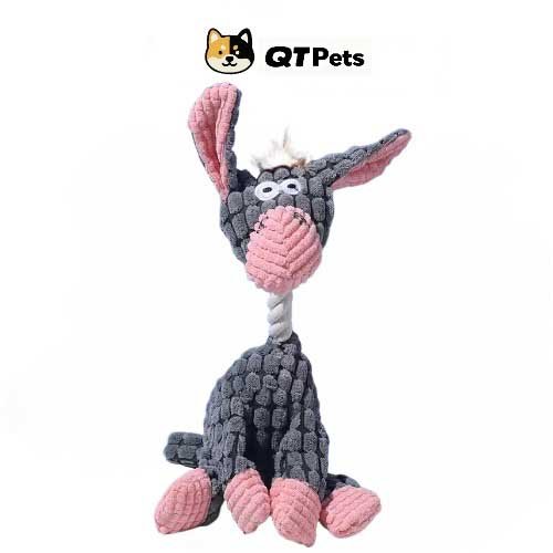 QT Pets Plush Sitting Donkey Squeaker Dog Toy