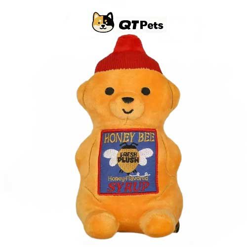 QT Pets Plush Honey Squeaker Dog Toy QT Pets Plush Honey Squeaker Dog Toy
