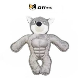 QT Pets Plush Muscle wolf Squeaker Dog Toy