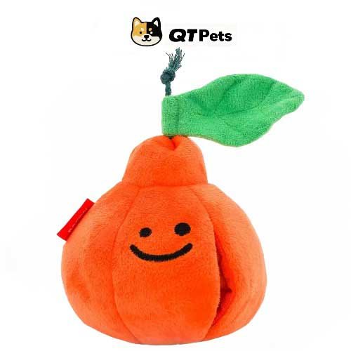 QT Pets Plush Orange Squeaker Puzzle Dog Toy