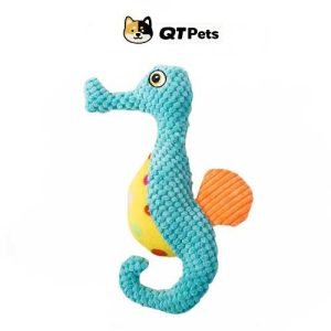 QT Pets Plush Seahorse Crinkle Squeaker Dog Toy