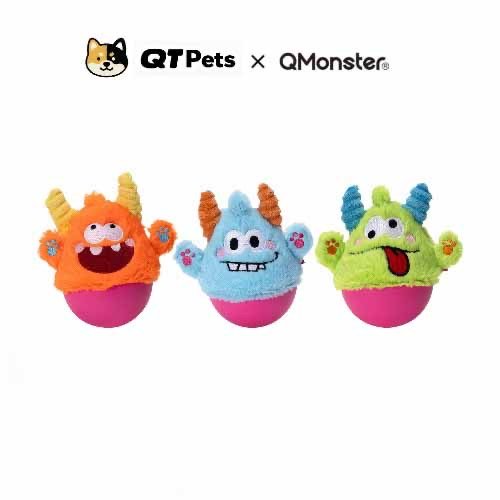 QMonster Plush Tumbler Little Monster Squeaker Dog Toy