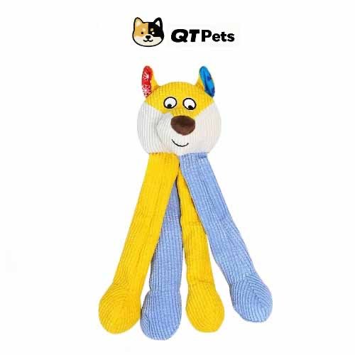 QT Pets Long-Legged Bear Crinkle Squeaker Dog Toy