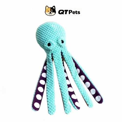 4796B284-F19F-4C11-A8EB-42C91B9F19FC QT Pets Colorful Octopus Crinkle Squeaker Dog Toy