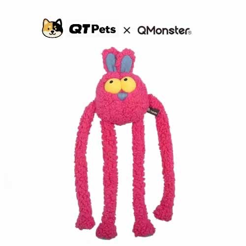 QMonster Plush Swinging Rabbit Squeaker Dog Toy