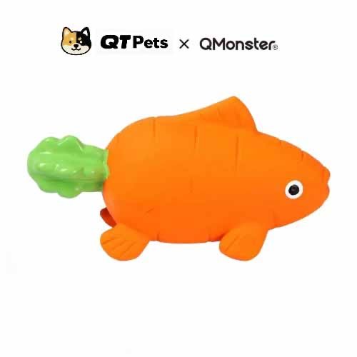 6FB0334E-D505-4A6C-B075-0C1A173AE1CD QMonster Carrot Fish Squeaker Dog Toy
