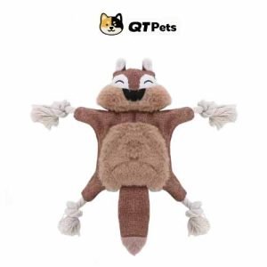 96A06D8A-5FC3-4C9A-A11F-6ED8888FBD6B QT Pets Plush Squirrel Crinkle Squeaker Rope Dog Toy