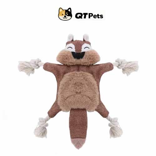 96A06D8A-5FC3-4C9A-A11F-6ED8888FBD6B QT Pets Plush Squirrel Crinkle Squeaker Rope Dog Toy