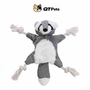 F05FD8B3-C32B-4C03-9533-6FD5C65D9747 QT Pets Plush Raccoon Crinkle Squeaker Rope Dog Toy