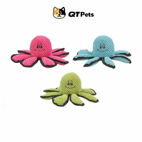 F514F0B0-215D-4E2C-A545-B2C67B962475 QT Pets Colorful Octopus Squeaker Dog Toy