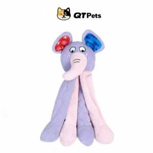 QT Pets Long-Legged Elephant Crinkle Squeaker Dog Toy