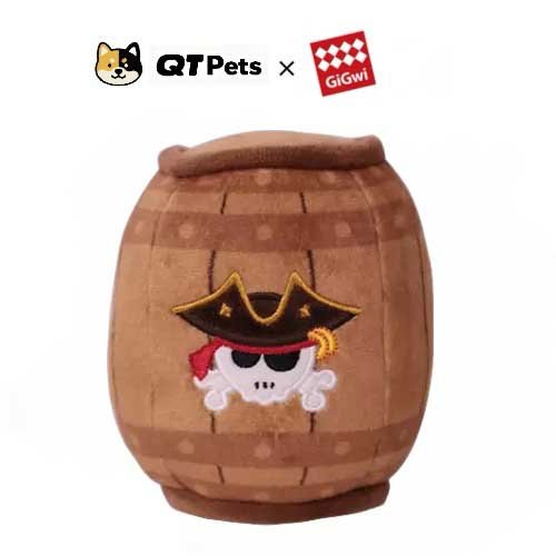 GiGwi Plush Barrel Squeaker Dog Toy