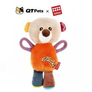 GiGwi Plush Medal Bear Squeaker Rope Dog Toy