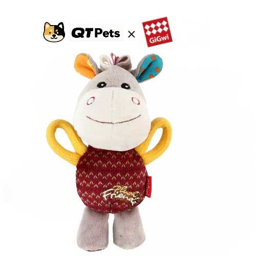GiGwi Plush Medal Donkey Squeaker Rope Dog Toy GiGwi Plush Medal Donkey Squeaker Rope Dog Toy
