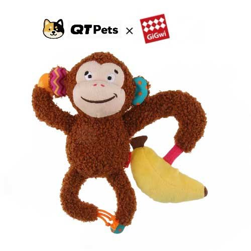 GiGwi - the Plush Naughty Monkey Crinkle Squeaker Dog Toy