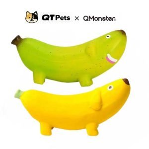 QMonster Fruit Family Squeaker Rubber Dog Toy QMonster Banana Dog Squeaker Dog Toy
