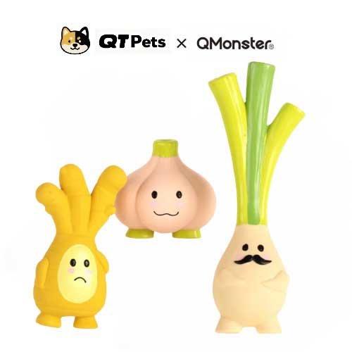 QMonster Scallion Ginger Garlic Family Squeaker Dog Toys