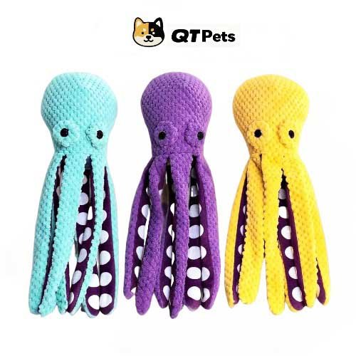 QT Pets Colorful Octopus Crinkle Squeaker Dog Toy QT Pets Colorful Octopus Crinkle Squeaker Dog Toy