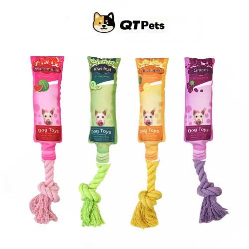 QT Pets Fruit Jam Squeaker Rope Dog Toy