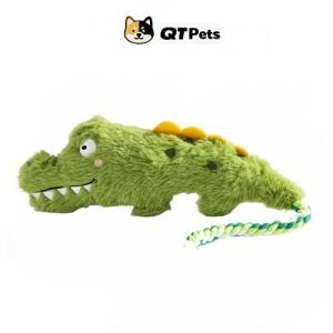 QT Pets Plush Crocodile Squeaker Rope Dog Toy