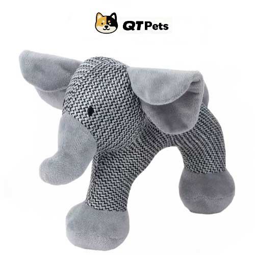 QT Pets Plush Curved Elephant Squeaker Dog Toy QT Pets Plush Curved Elephant Squeaker Dog Toy