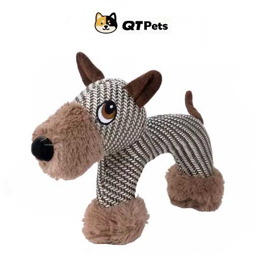 QT Pets Plush Curved Puppy Squeaker Dog Toy QT Pets Plush Curved Puppy Squeaker Dog Toy