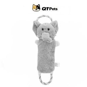 QT Pets Plush Elephant Crinkle Squeaker Rope Dog Toy QT Pets Plush Elephant Crinkle Squeaker Rope Dog Toy