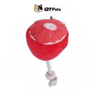 QT Pets Plush Ham Squeaker Rope Dog Toy QT Pets Plush Ham Squeaker Rope Dog Toy