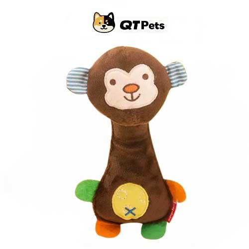 QT Pets Plush Monkey Squeaker Dog Toy QT Pets Plush Bell Monkey Squeaker Dog Toy