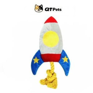 QT Pets Plush Rocket Squeaker Rope Dog Toy