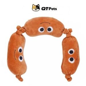 QT Pets Plush Sausage Squeaker Dog Toy