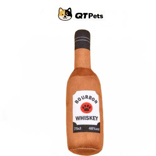 QT Pets Plush Whiskey Squeaker Dog Toy QT Pets Plush Classic Wine Bottle Squeaker Dog Toy