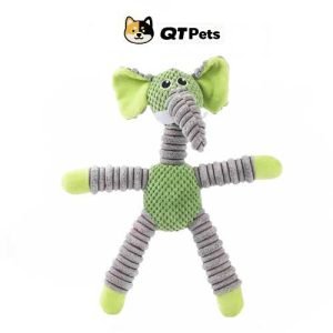 QT Pets Star Green Elephant Squeaker Dog Toy